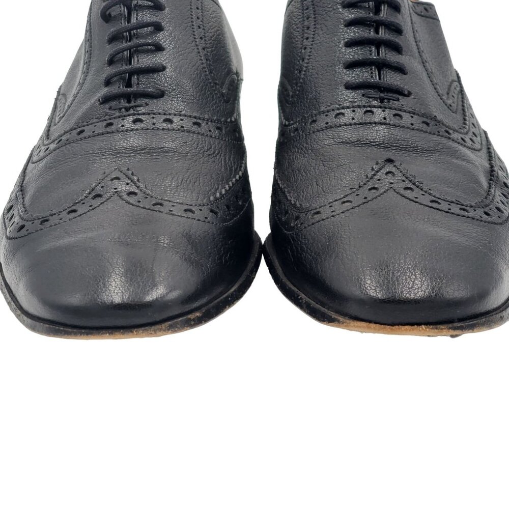 Vintage Bally Switzerland Dress Shoes Men size 9.5 Black Leather Wingtip Oxfords - Picture 10 of 14